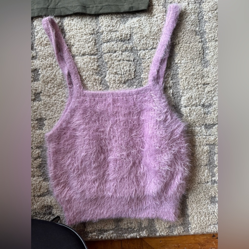 Sweet Rain Lilac Fuzzy Crop Top